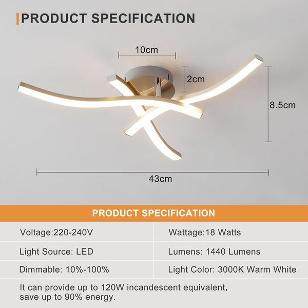 Harper Living 3 Lights LED Ceiling Light, Satin Nickel Finish