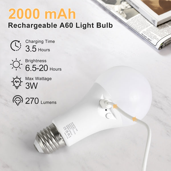 2x HARPER LIVING Rechargeable Light Bulb with Remote, LED E27, Dimmable 9 Colours A60 RGB Lamp Bulbs 2000mAh Battery