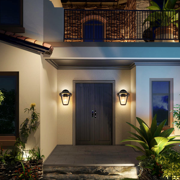 HARPER LIVING Outdoor Wall Lights, Black Exterior Wall Lamp with Clear Shade, Security Lights for Porch, Front Door, Garden, Patio