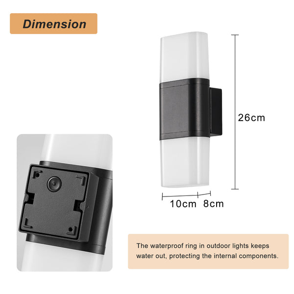 HARPER LIVING Outdoor Wall Lights, LED Outdoor Lights Mains Powered, Up and Down Exterior Lamp with White Shade