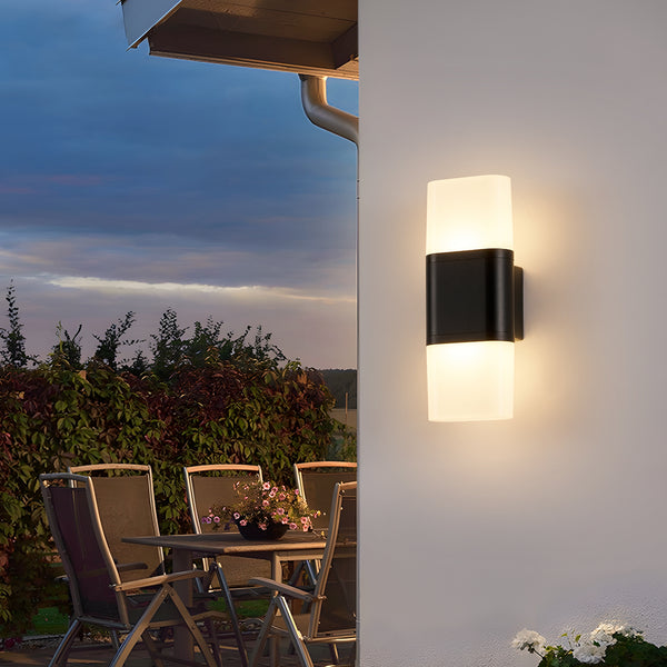 HARPER LIVING Outdoor Wall Lights, LED Outdoor Lights Mains Powered, Up and Down Exterior Lamp with White Shade