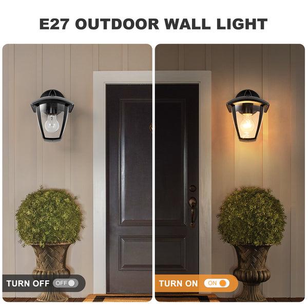 HARPER LIVING Outdoor Wall Lights, Black Exterior Wall Lamp with Clear Shade, Security Lights for Porch, Front Door, Garden, Patio