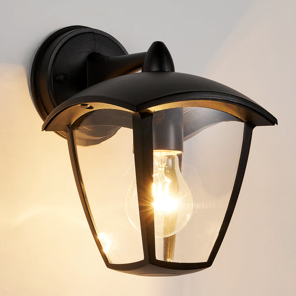 HARPER LIVING Outdoor Wall Lights, Black Exterior Wall Lamp with Clear Shade, Security Lights for Porch, Front Door, Garden, Patio