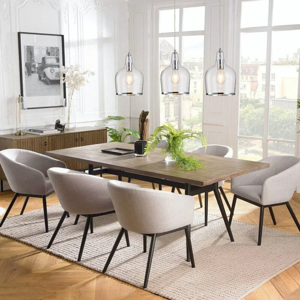 Pendant Ceiling Light, Chrome Glass Pendant Lamp with Bubbles Glass Shade, Adjustable