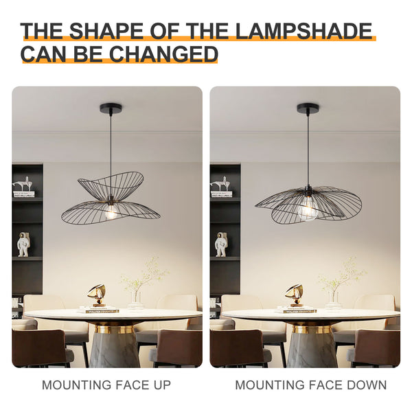 Single Black Pendant Ceiling Light, 65cm Diameter Adjustable Height Double Decorative Shades Included