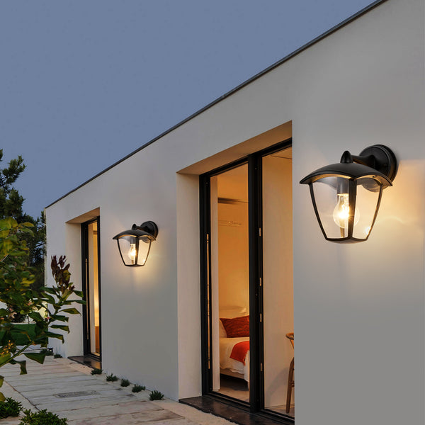 HARPER LIVING Outdoor Wall Lights, Black Exterior Wall Lamp with Clear Shade, Security Lights for Porch, Front Door, Garden, Patio