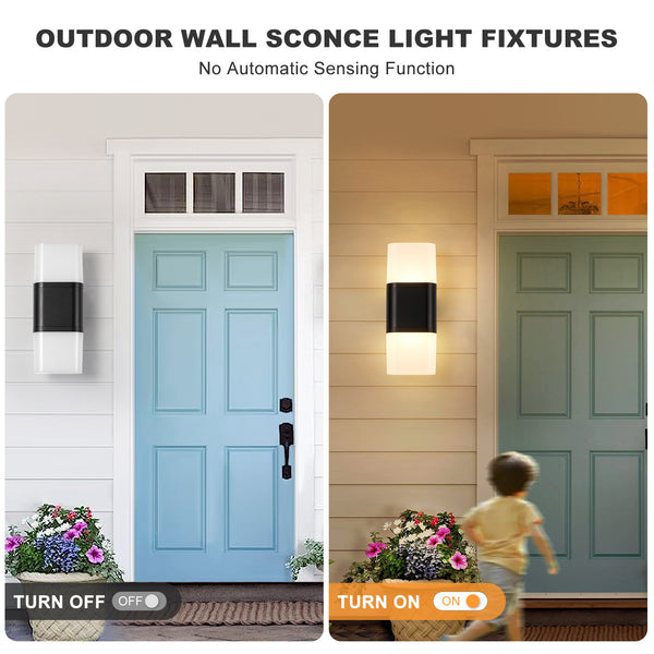 HARPER LIVING Outdoor Wall Lights, LED Outdoor Lights Mains Powered, Up and Down Exterior Lamp with White Shade