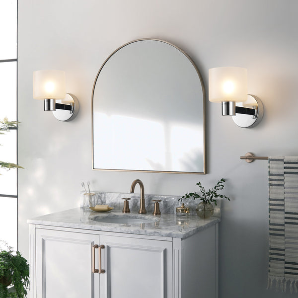 Modern Wall Light, Indoor Wall Lamp with Chrome Finish & Frosted Glass