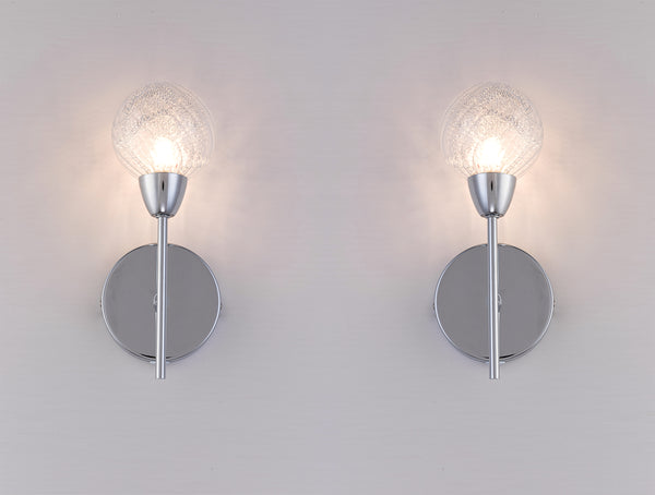 Pack of 2 BOLLA Wall Lights, Polished Chrome, On/Off Switch, BULBS NOT INCLUDED