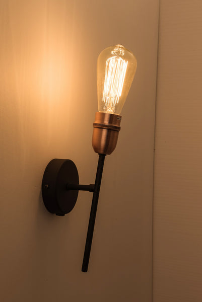 Harper Living 1xE27/ES Up Wall Light with On/Off Switch, Black with Copper Finish, 40 Watts