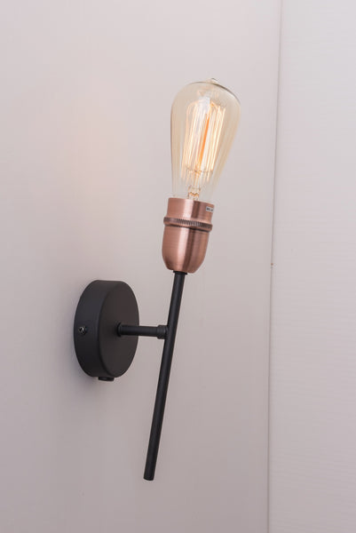 Harper Living 1xE27/ES Up Wall Light with On/Off Switch, Black with Copper Finish, 40 Watts