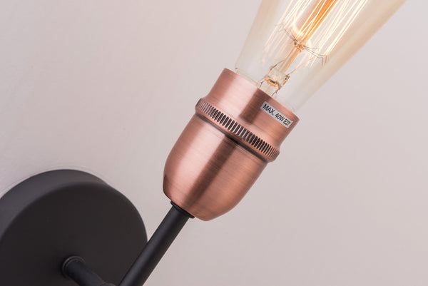 Harper Living 1xE27/ES Up Wall Light with On/Off Switch, Black with Copper Finish, 40 Watts