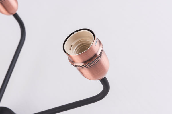 HARPER LIVING 5 Light Ceiling Light, Black with Copper, E27/ES Cap Type, Drop Arms