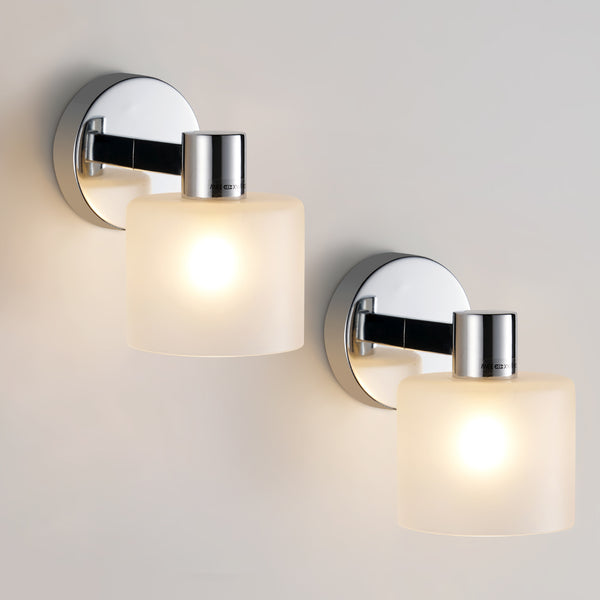 Modern Wall Light, Indoor Wall Lamp with Chrome Finish & Frosted Glass