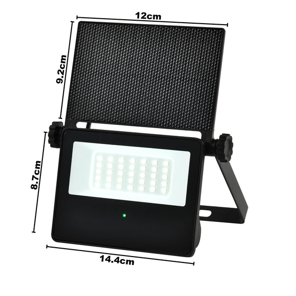 HARPER LIVING Solar Security Outdoor LED Floodlight with Motion Sensor, Weatherproof IP65, 6500k, 860 Lumens, 2000 mAH Lion Battery Solar Powered PIR Wall Lights for Garden Yard Shed Garage Driveaway