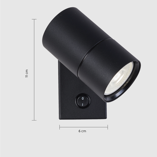 1 Light GU10 Spotlight Black with nail switch