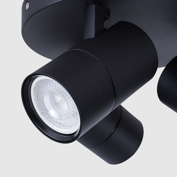 3 Light GU10 Round Spotlight 3x GU10 Black