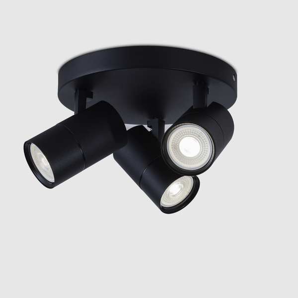 3 Light GU10 Round Spotlight 3x GU10 Black