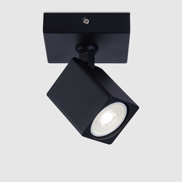 1 Light GU10 Square Spotlight Black