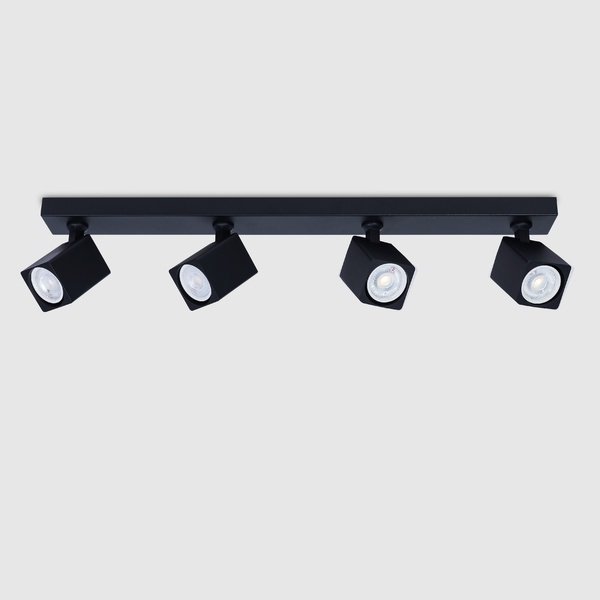 4 Light GU10 Square Spotlight 4x GU10 Black Linear