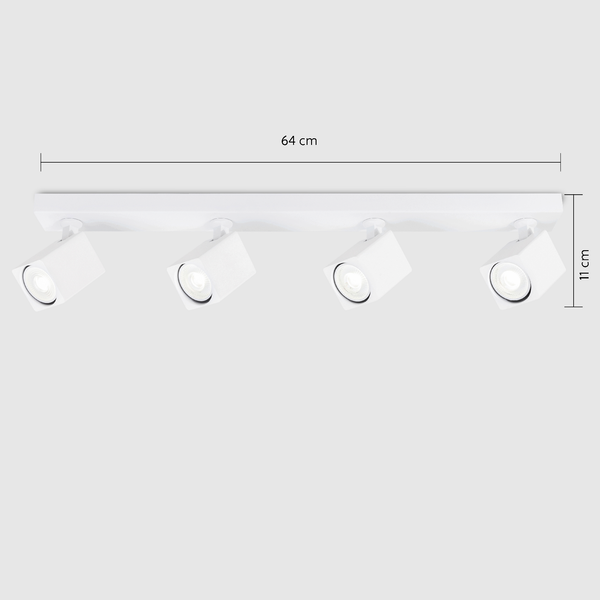 4 Light GU10 Square Spotlight 4x GU10 White Linear