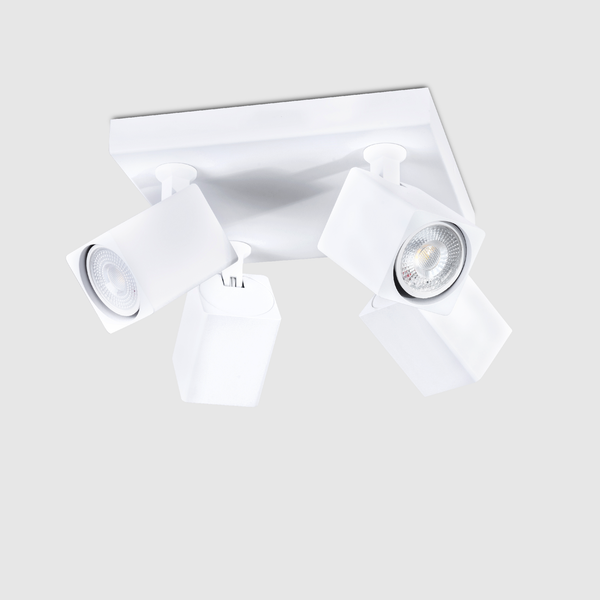 4 Light GU10 Square Spotlight 4x GU10 White