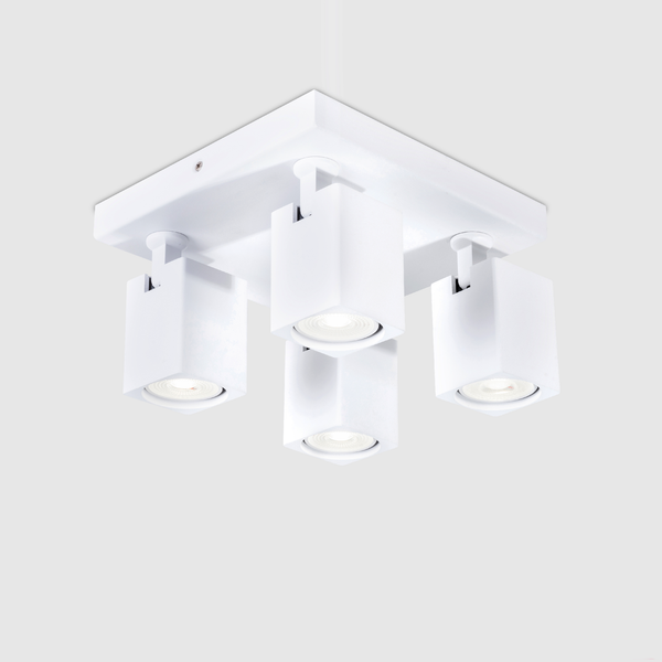 4 Light GU10 Square Spotlight 4x GU10 White