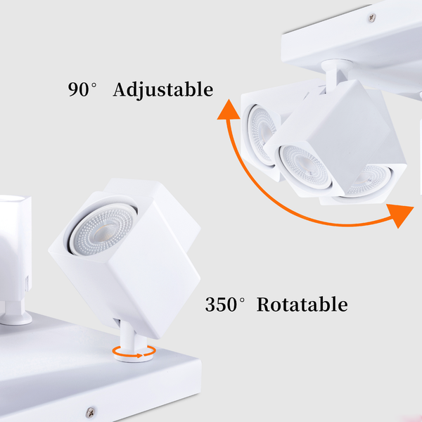 4 Light GU10 Square Spotlight 4x GU10 White