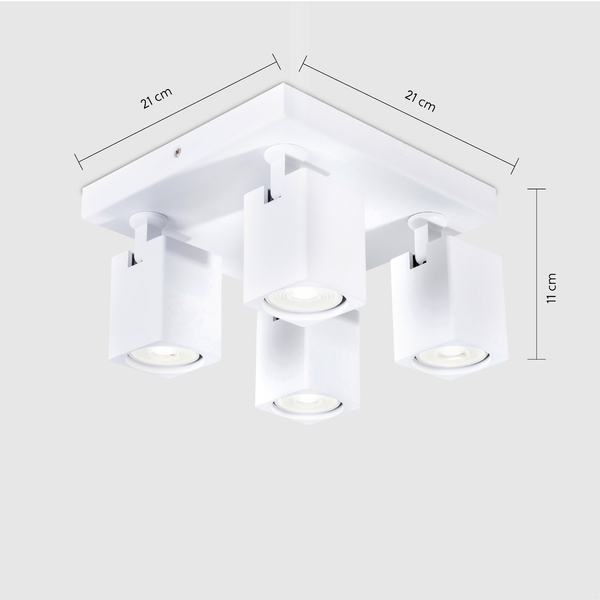 4 Light GU10 Square Spotlight 4x GU10 White