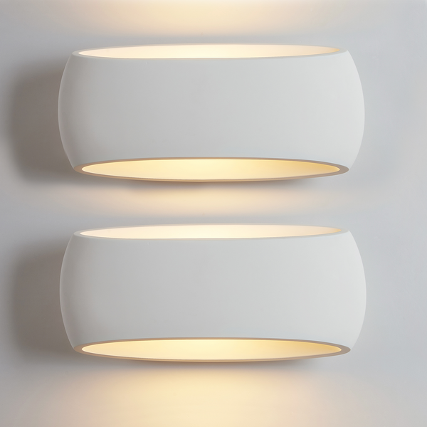 2X Large Wall Lights, Indoor Wall Sconce Lamp with White Oval Ceramic Shade, Wall Mounted Light for Bedroom, Living room, Hallway