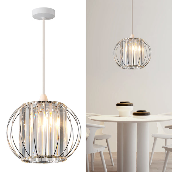 HARPER LIVING Easy Fit Shade, Chrome Ceiling Light Shade 27cm - Modern Lampshade for Bedroom, Kitchen, Living Room