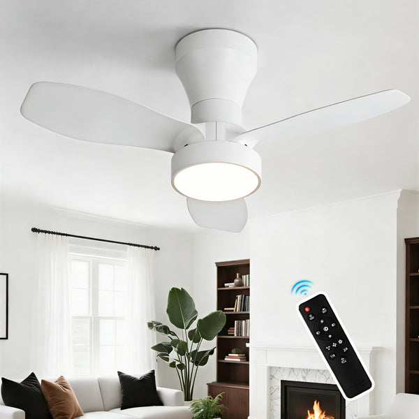 HARPER LIVING Ceiling Fan Light with Remote, 40W 2100LM LED Dimmable Fan Lamp, 3 Colours, 3 Speeds & 2 Timers, White