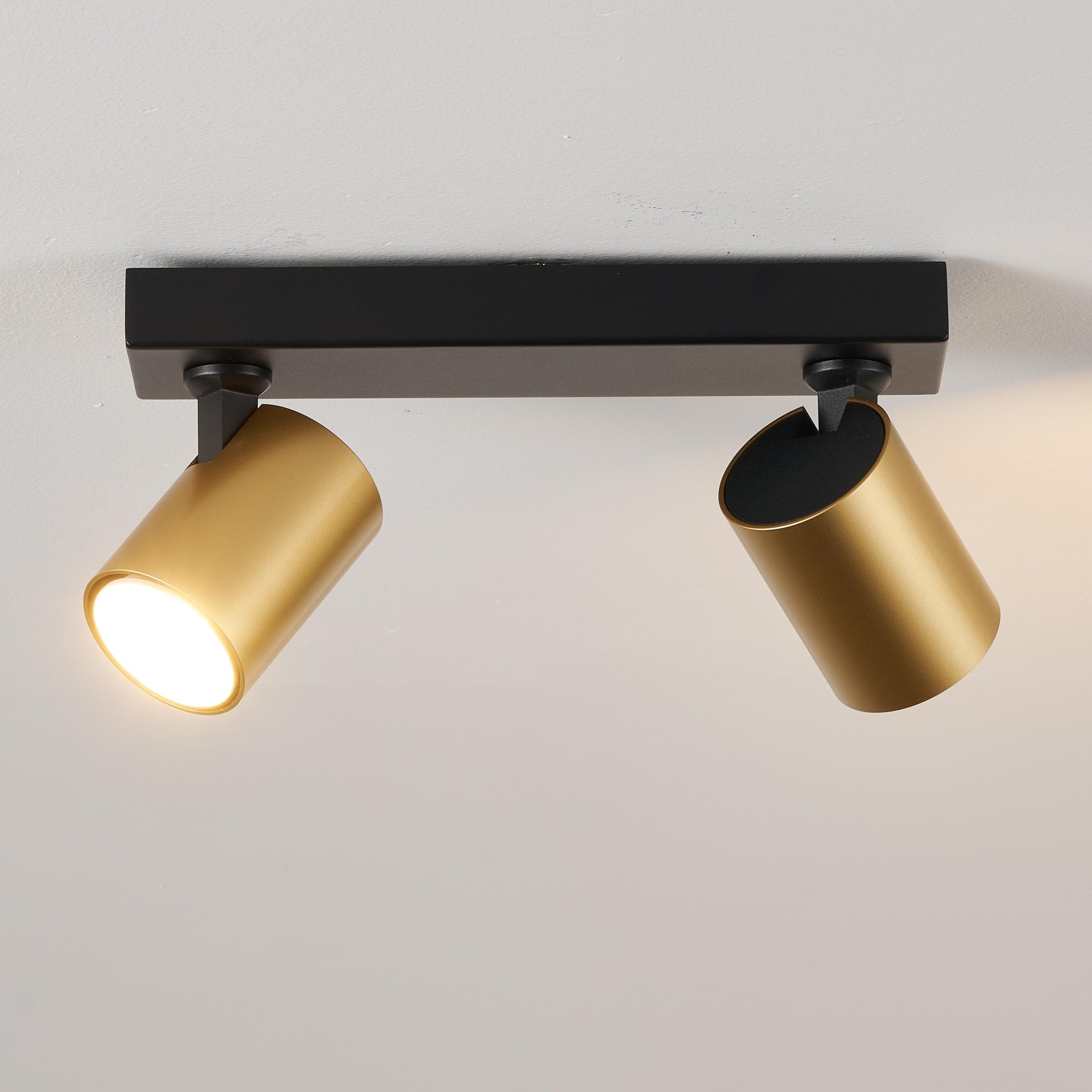 HARPER LIVING 2-Way Ceiling Spotlights, GU10 Track Lighting, Black & Gold Finish, Rotatable Modern Ceiling Lamp