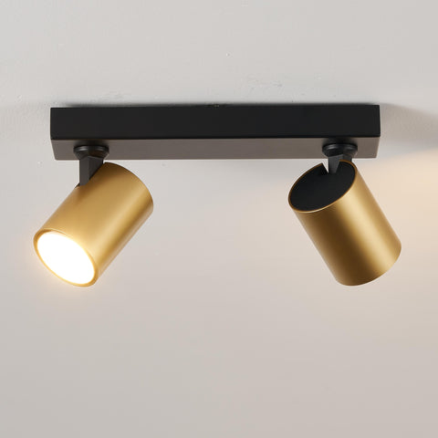 HARPER LIVING 2-Way Ceiling Spotlights, GU10 Track Lighting, Black & Gold Finish, Rotatable Modern Ceiling Lamp