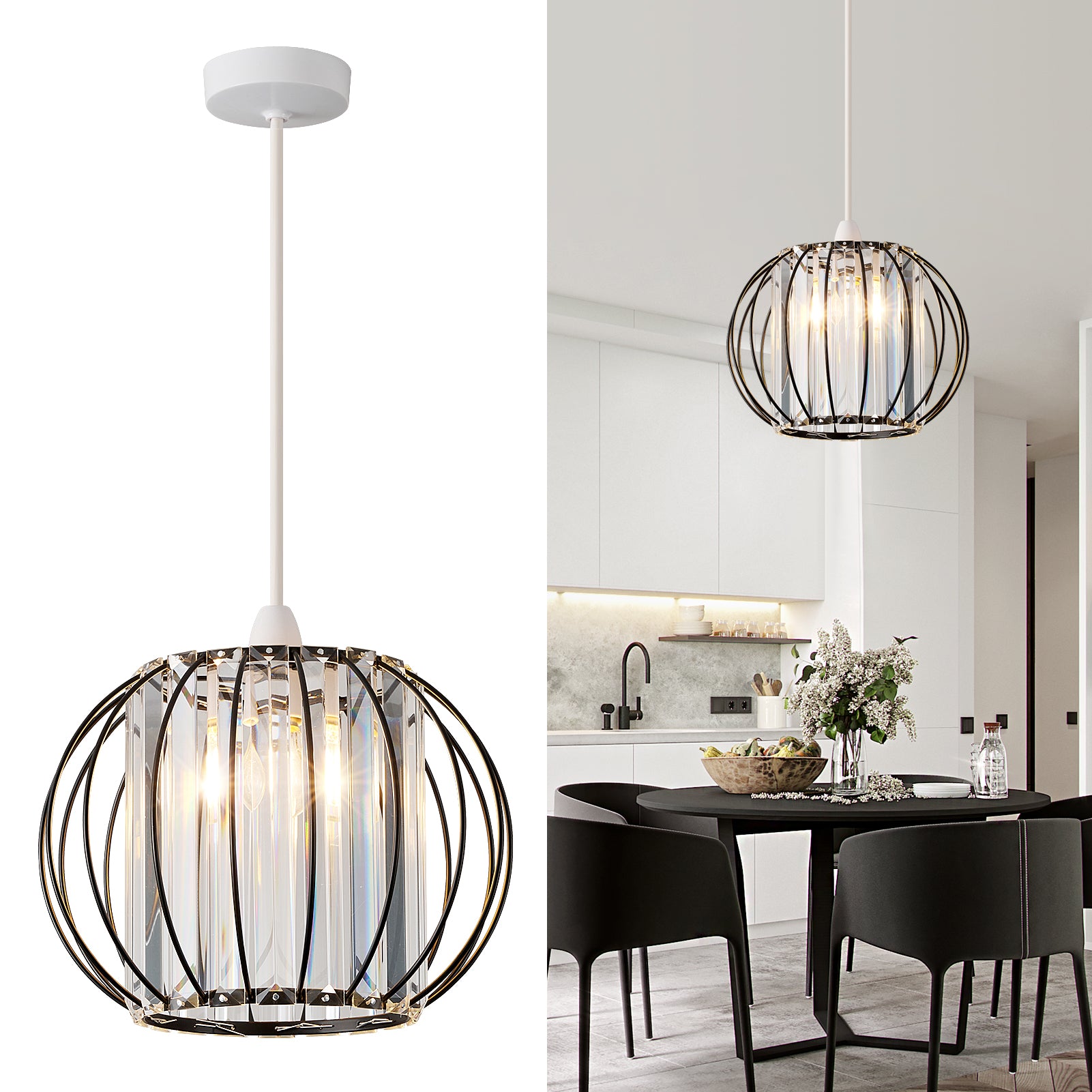 HARPER LIVING Easy Fit Shade, Matt Black Ceiling Light Shade 27cm - Modern Lampshade for Bedroom, Kitchen, Living Room