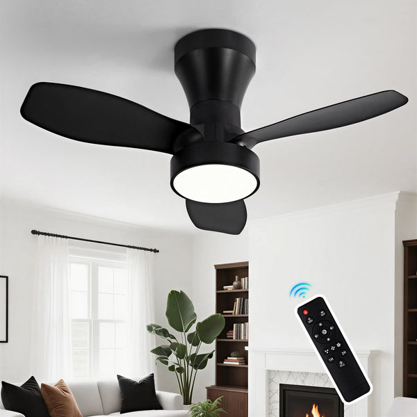 HARPER LIVING Ceiling Fan Light with Remote, 40W 2100LM LED Dimmable Fan Lamp, 3 Colours, 3 Speeds & 2 Timers, Black