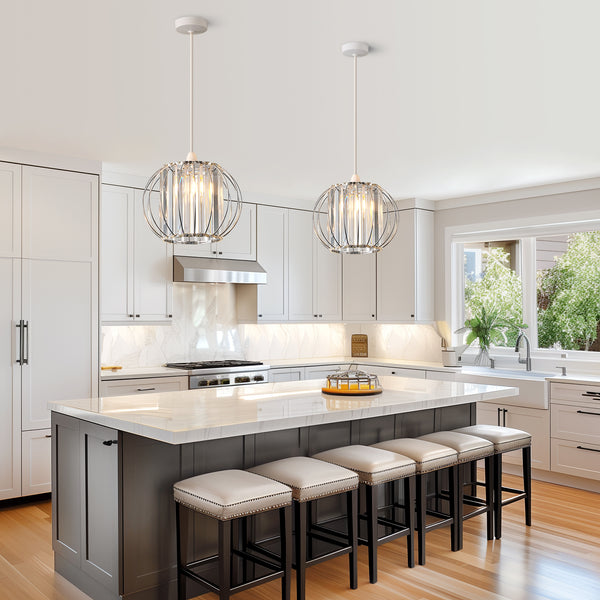 HARPER LIVING Easy Fit Shade, Chrome Ceiling Light Shade 27cm - Modern Lampshade for Bedroom, Kitchen, Living Room