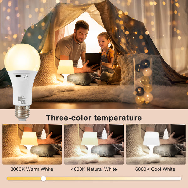 2x HARPER LIVING Rechargeable Light Bulb with Remote, LED E27, Dimmable 9 Colours A60 RGB Lamp Bulbs 2000mAh Battery