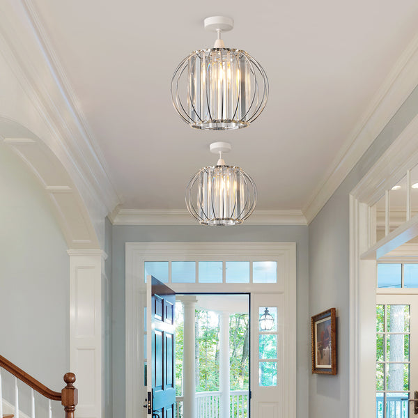 HARPER LIVING Easy Fit Shade, Chrome Ceiling Light Shade 27cm - Modern Lampshade for Bedroom, Kitchen, Living Room