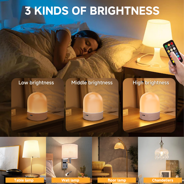 HARPER LIVING USB Rechargeable LED Bulb with Remote, E27 Screw & Magnetic, Dimmable 9 Colours RGB Light Bulbs, 2 Pack