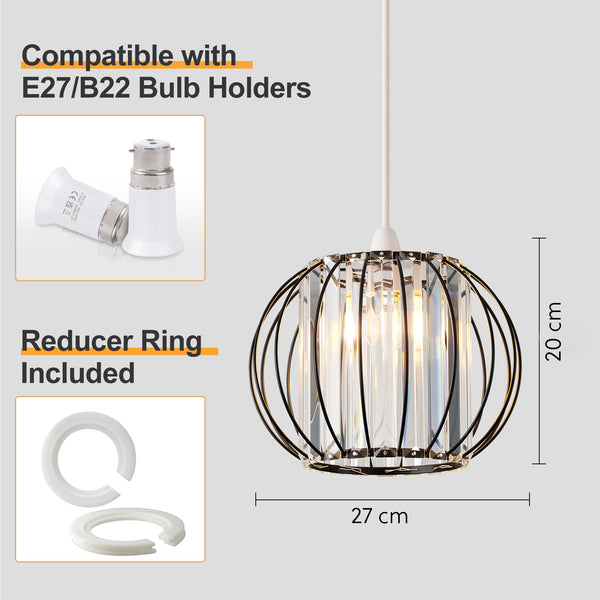 HARPER LIVING Easy Fit Shade, Matt Black Ceiling Light Shade 27cm - Modern Lampshade for Bedroom, Kitchen, Living Room