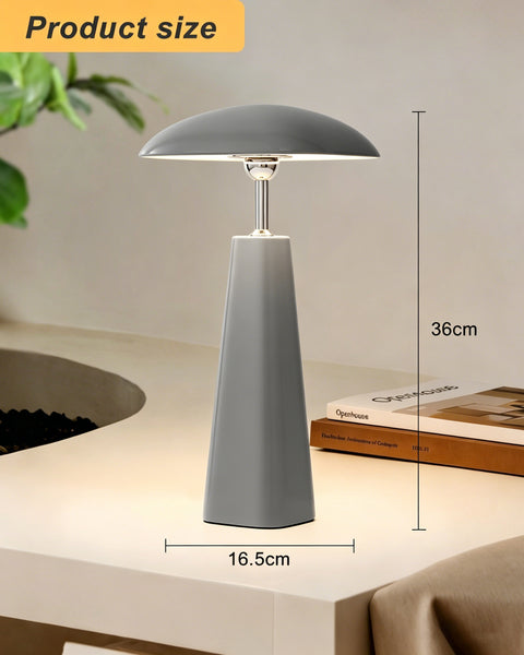 HARPER LIVING Rechargeable Table Lamp, Magnetic Touch Mushroom Bedside Light Dimmable, Portable Desk Lamp, Light Grey