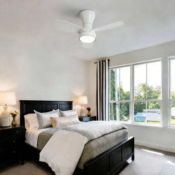 HARPER LIVING Ceiling Fan Light with Remote, 40W 2100LM LED Dimmable Fan Lamp, 3 Colours, 3 Speeds & 2 Timers, White