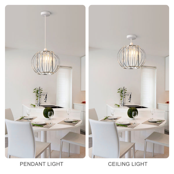 HARPER LIVING Easy Fit Shade, Chrome Ceiling Light Shade 27cm - Modern Lampshade for Bedroom, Kitchen, Living Room