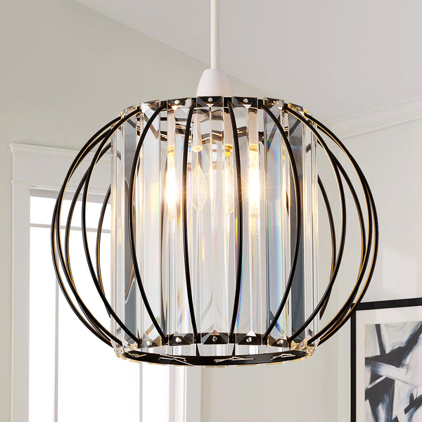 HARPER LIVING Easy Fit Shade, Matt Black Ceiling Light Shade 27cm - Modern Lampshade for Bedroom, Kitchen, Living Room