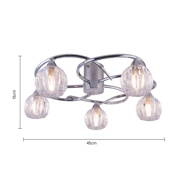 BOLLA LED 5-Lights Ceiling Light, Polished Chrome, Natural White (4000K)