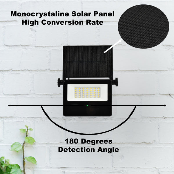 HARPER LIVING Solar Security Outdoor LED Floodlight with Motion Sensor, Weatherproof IP65, 6500k, 860 Lumens, 2000 mAH Lion Battery Solar Powered PIR Wall Lights for Garden Yard Shed Garage Driveaway