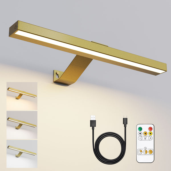 HARPER LIVING 2 Packs Picture lights Rechargeable Gold, Cordless Picture light Dimmable &amp; 3 Colour Temps