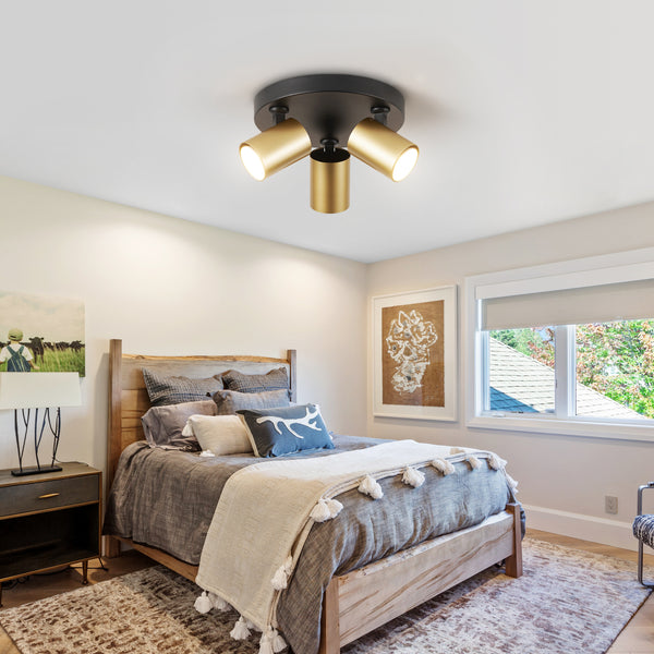 HARPER LIVING Ceiling Spotlights, GU10 Adjustable Spotlight Black & Gold, Rotatable Round Modern Ceiling Lighting