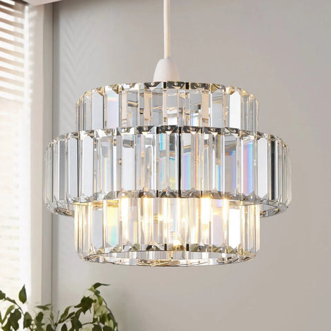 HARPER LIVING Easy Fit Pendant Shade, Chrome Ceiling Light Shade with Diameter 27cm - Modern Lamp Shades